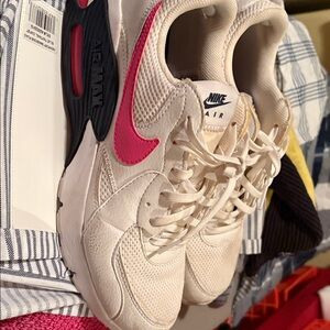 Nike Women's Sneakers - Cream and Pink Accents